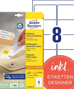240 AVERY Zweckform L4745REV-25 Etiketten wiederablösbarweiß 96,0 x 63,5 mm