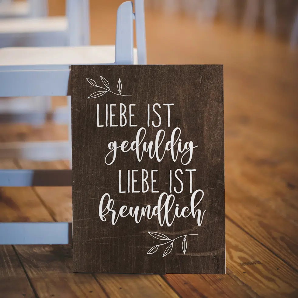 Dekoschild Trauung Holzoptik (personalisierbar)