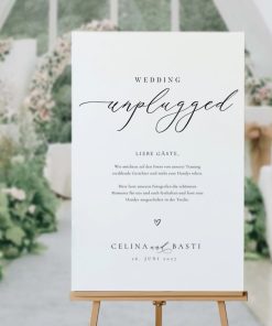 „Unplugged Wedding“ Schild für die Hochzeit – elegant