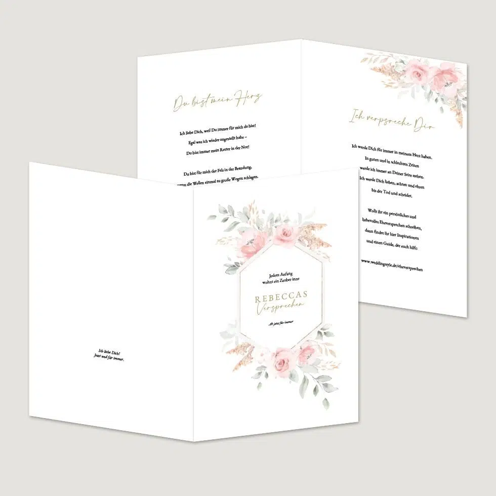 Personalisierbare Eheversprechen Hefte „Pampas+Peonies“ – Bild 2
