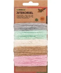 folia Kordel Jute farbig rauh grau, hellgrün, creme, beige, rosa 3,0 mm x 5x 4,0 m