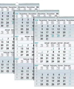 3 Stück 3-Monats-Wandkalender 2026, versch. Farben