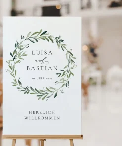 Willkommensschild Greenery Kranz