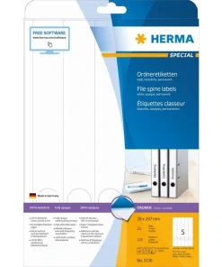 125 HERMA 5130 Rückenschilder, selbstklebend, weiß, 38 x 297mm