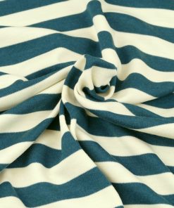 Bio Wolljersey (Interlock) – Blockstreifen balsam/naturweiß