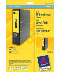80 AVERY Zweckform L4769-20 Rückenschilder, selbstklebend, gelb, 61 x 192mm